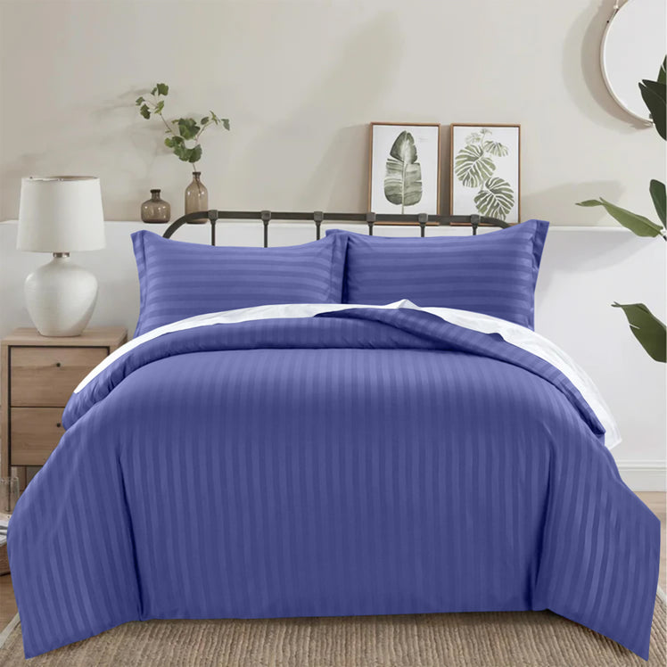Navy Striped Bedding Duvet Cover Set