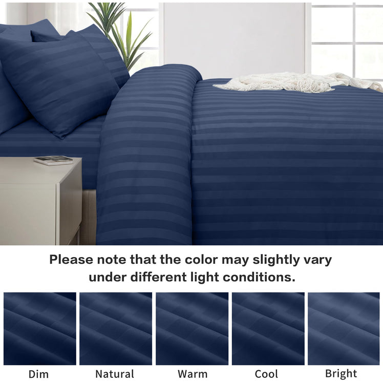 4 Piece Stripe Bedding Set - Duvet Cover, Fitted Sheet & Pillowcases