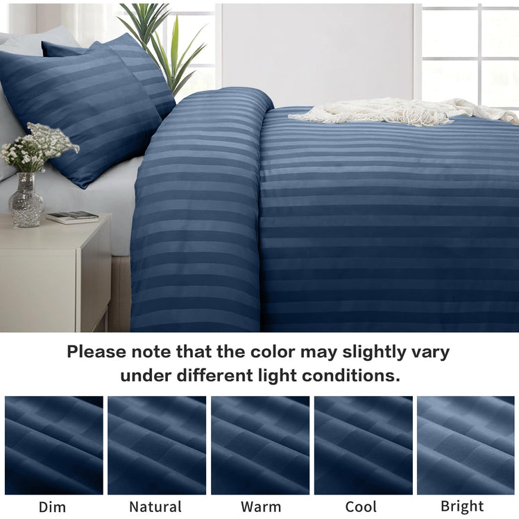 4 Piece Stripe Bedding Set - Duvet Cover, Fitted Sheet & Pillowcases