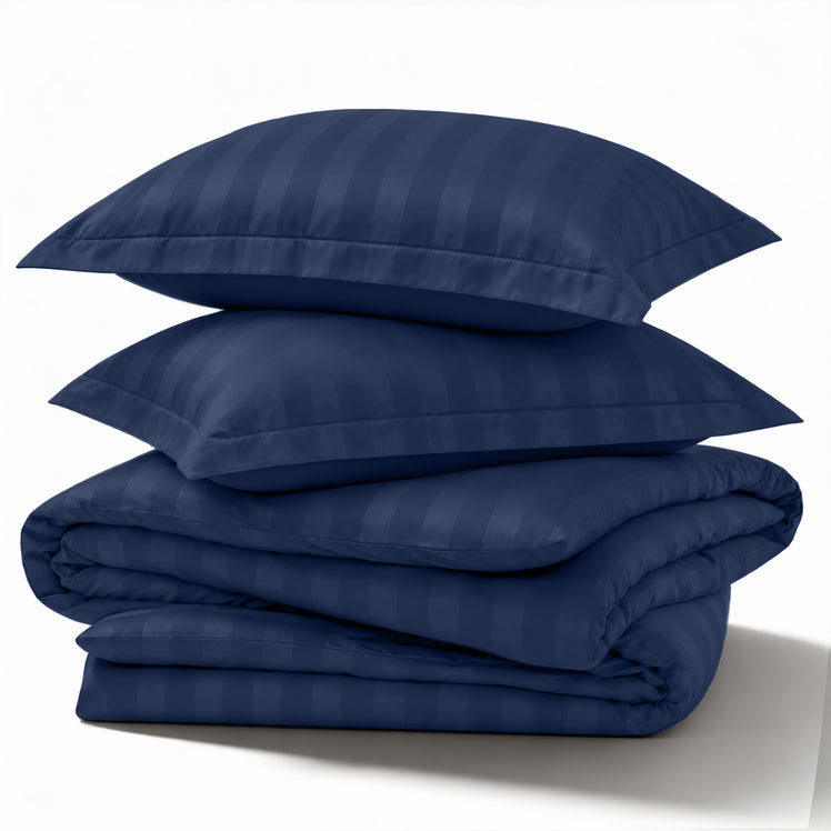4 Piece Stripe Bedding Set - Duvet Cover, Fitted Sheet & Pillowcases