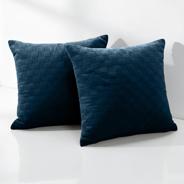 Check Embossed Velvet Cushion Cover