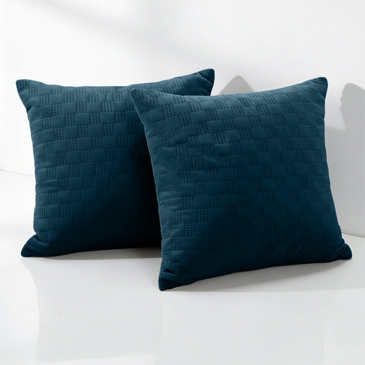 Check Embossed Velvet Cushion Cover