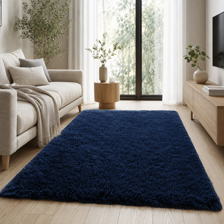 Fluffy Large Shaggy Rug Navy
