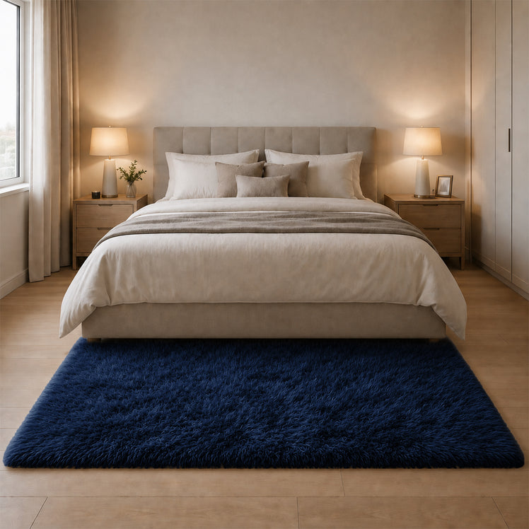 Fluffy Large Shaggy Rug Navy