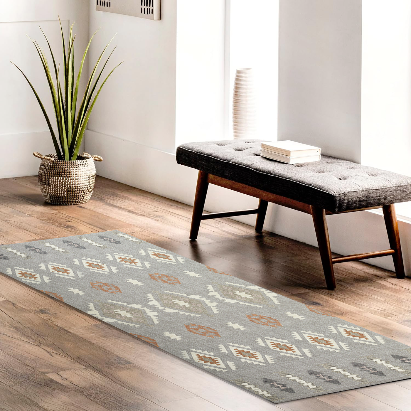 Large Bedroom Runner Rugs Distressed Printed