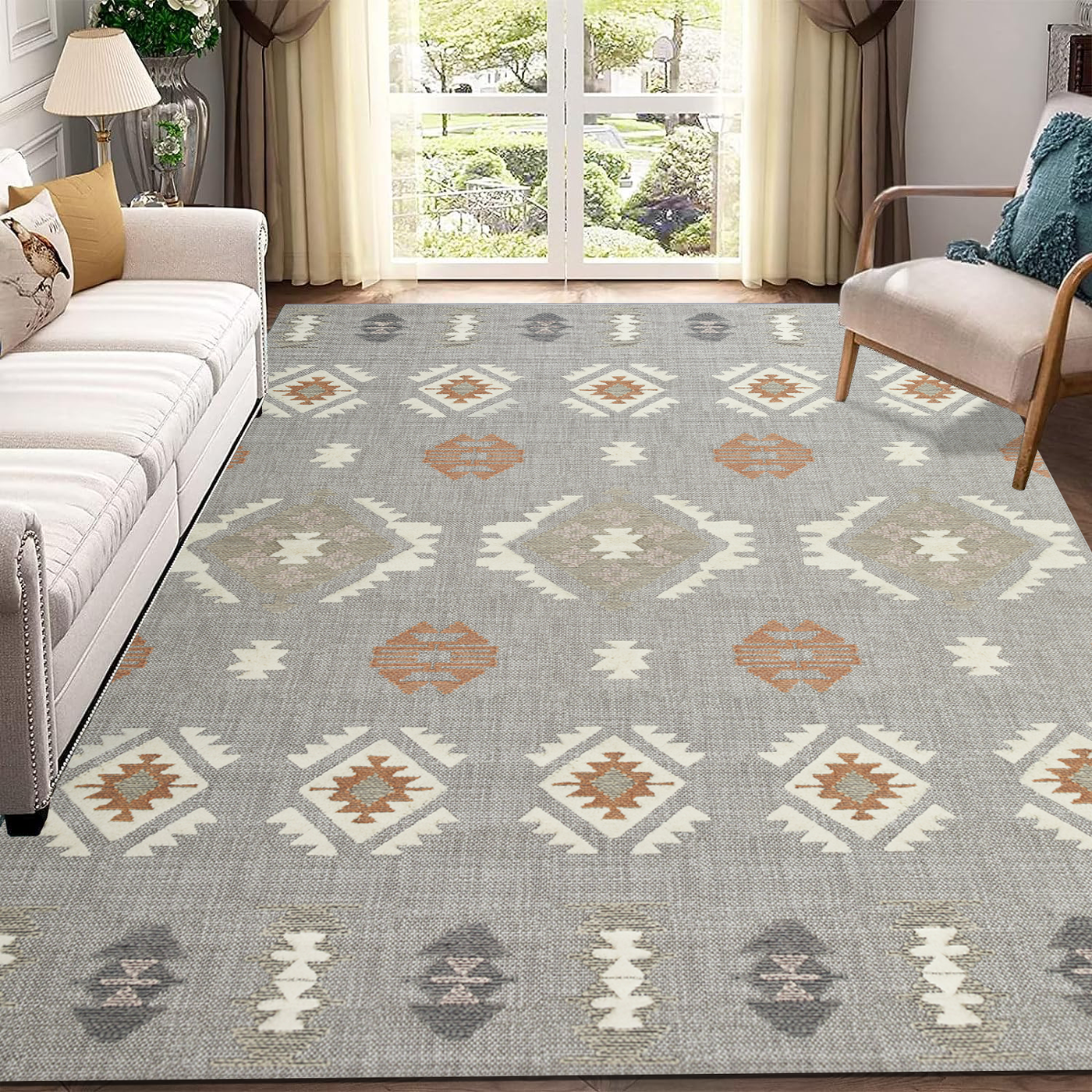 Large Bedroom Runner Rugs Distressed Printed