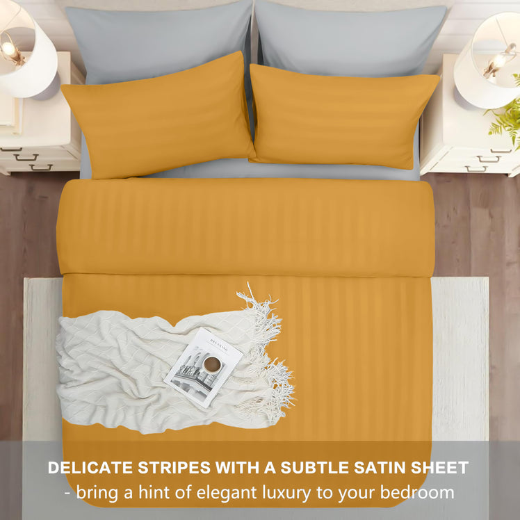 4 Piece Stripe Bedding Set - Duvet Cover, Fitted Sheet & Pillowcases