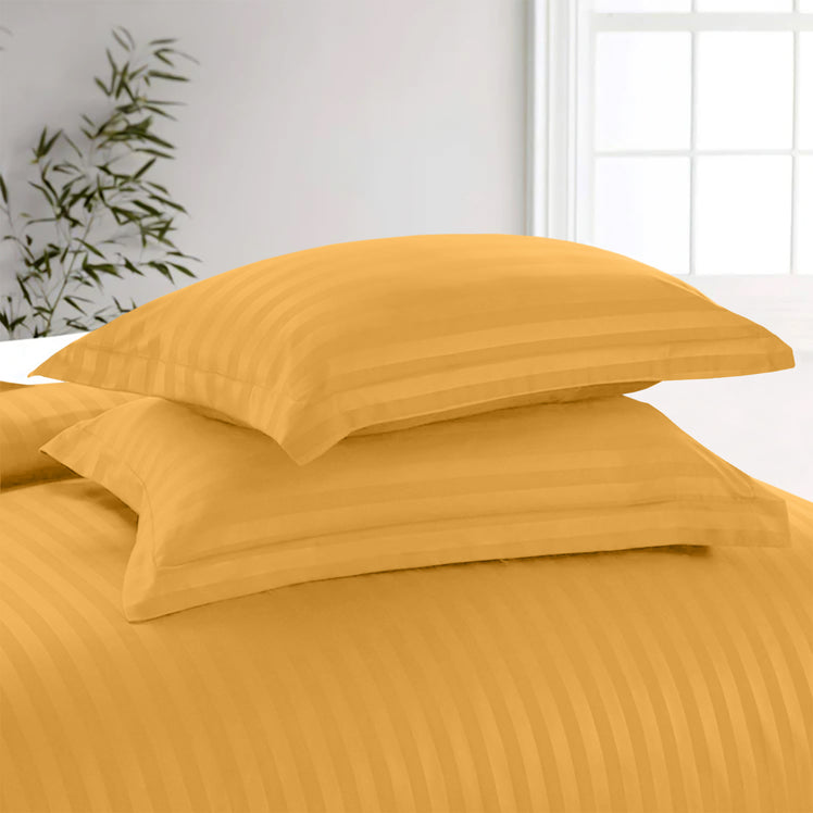 Ochre Striped Bedding Duvet Cover Set