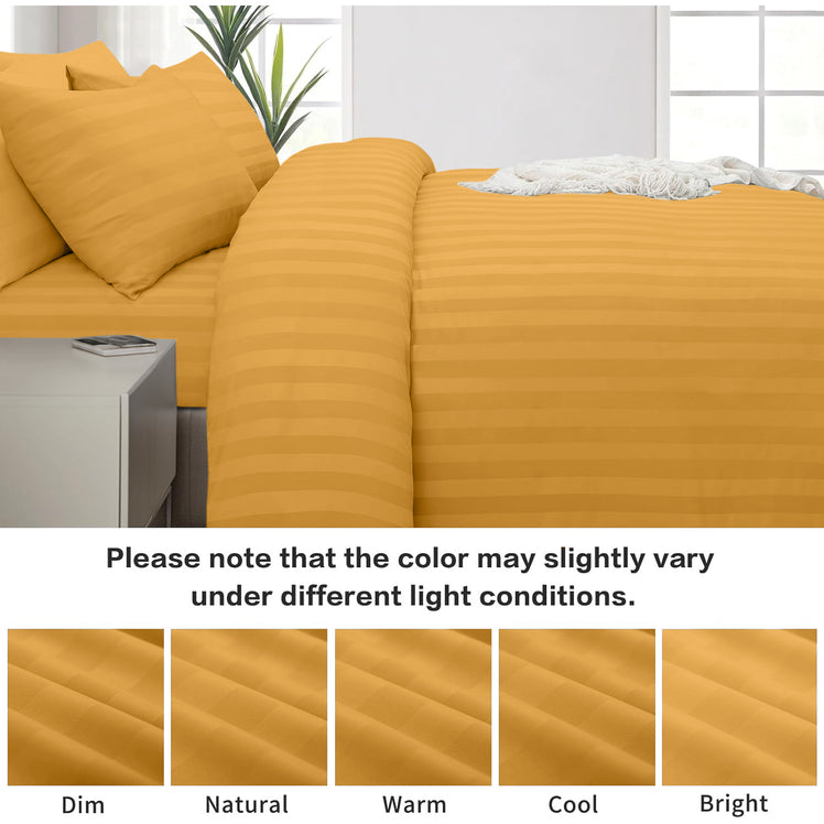 4 Piece Stripe Bedding Set - Duvet Cover, Fitted Sheet & Pillowcases