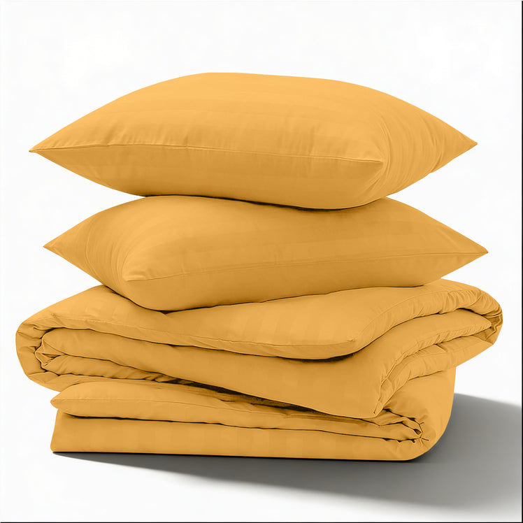 Ochre Striped Bedding Duvet Cover Set