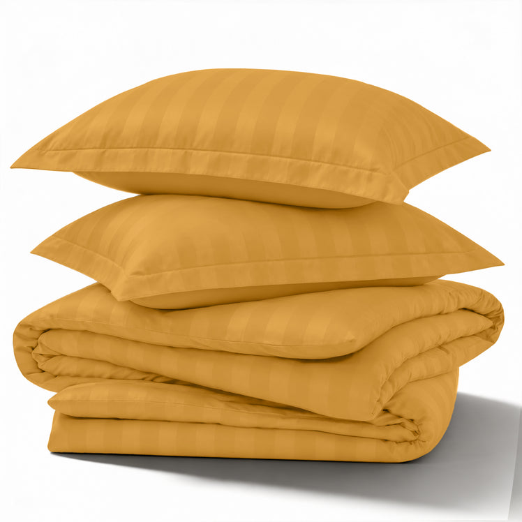 4 Piece Stripe Bedding Set - Duvet Cover, Fitted Sheet & Pillowcases