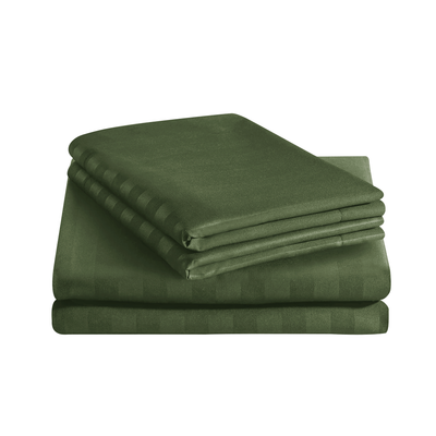 Olive Green Duvet Cover Striped Pattern Bedding Set