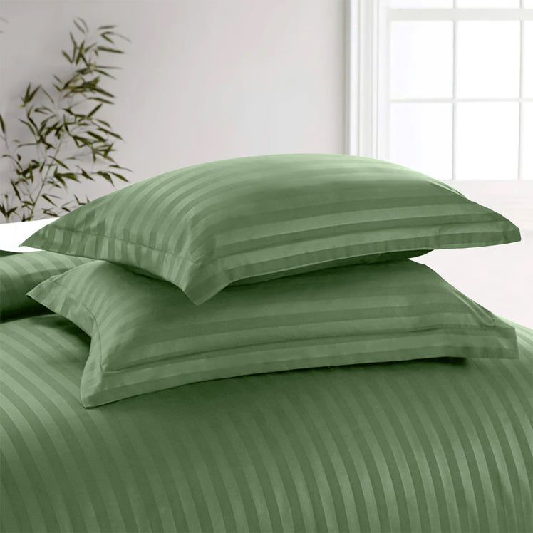 Olive Green Bedding Set | Striped Duvet Cover