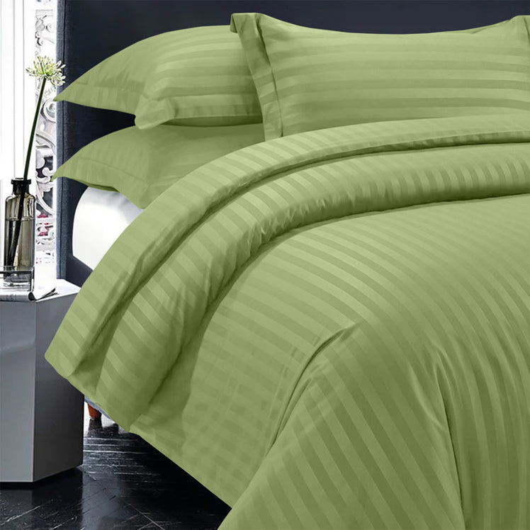 Olive Green Bedding Set | Striped Duvet Cover