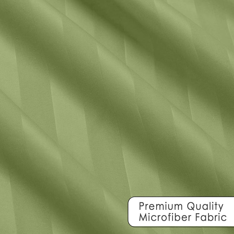 Olive Green Bedding Set | Striped Duvet Cover