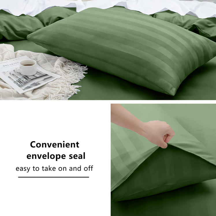 4 Piece Stripe Bedding Set - Duvet Cover, Fitted Sheet & Pillowcases