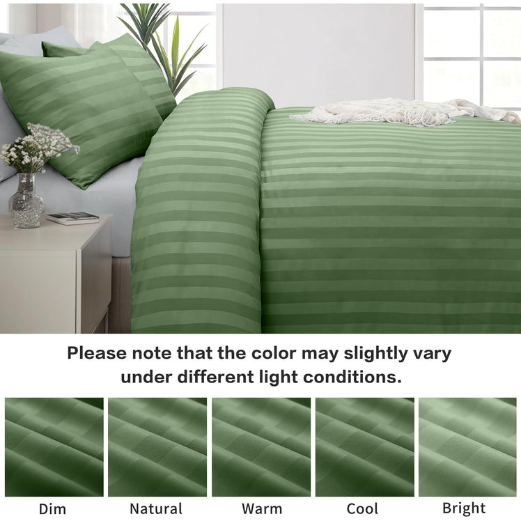 4 Piece Stripe Bedding Set - Duvet Cover, Fitted Sheet & Pillowcases
