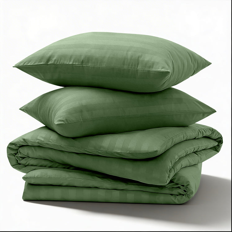 4 Piece Stripe Bedding Set - Duvet Cover, Fitted Sheet & Pillowcases