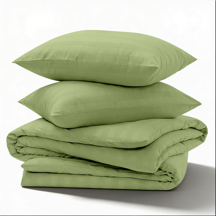 Olive Green Bedding Set | Striped Duvet Cover