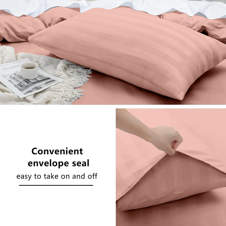 4 Piece Stripe Bedding Set - Duvet Cover, Fitted Sheet & Pillowcases