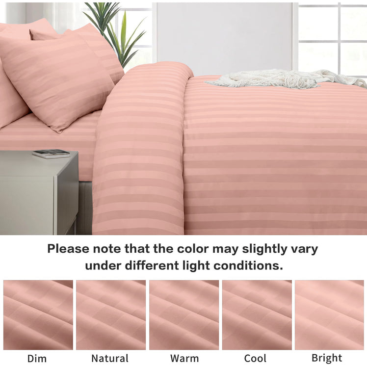 4 Piece Stripe Bedding Set - Duvet Cover, Fitted Sheet & Pillowcases