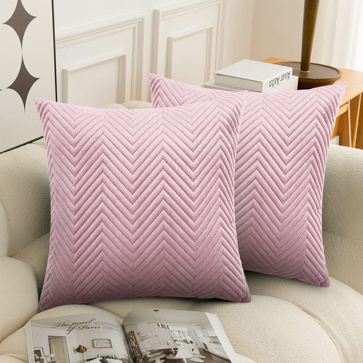 4 Pack Cushion Covers Chevron Design Velvet Fabric