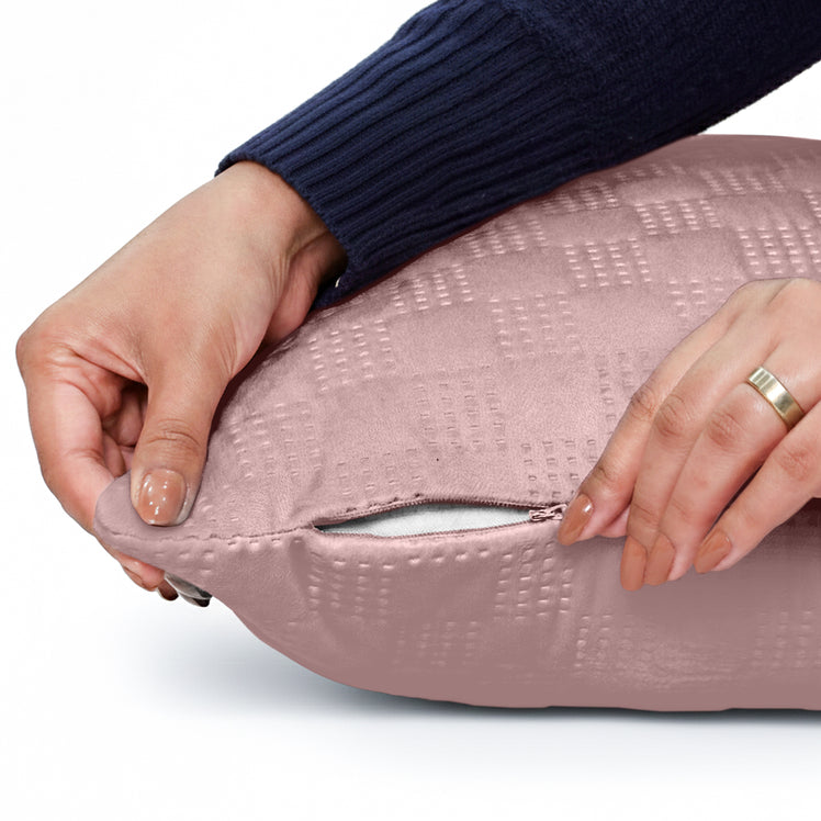 Check Embossed Velvet Cushion Cover