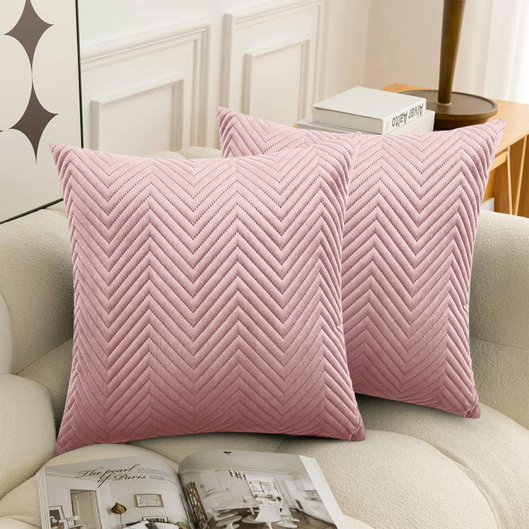 2 & 4 Pack Cushion Covers Chevron Design Velvet Fabric