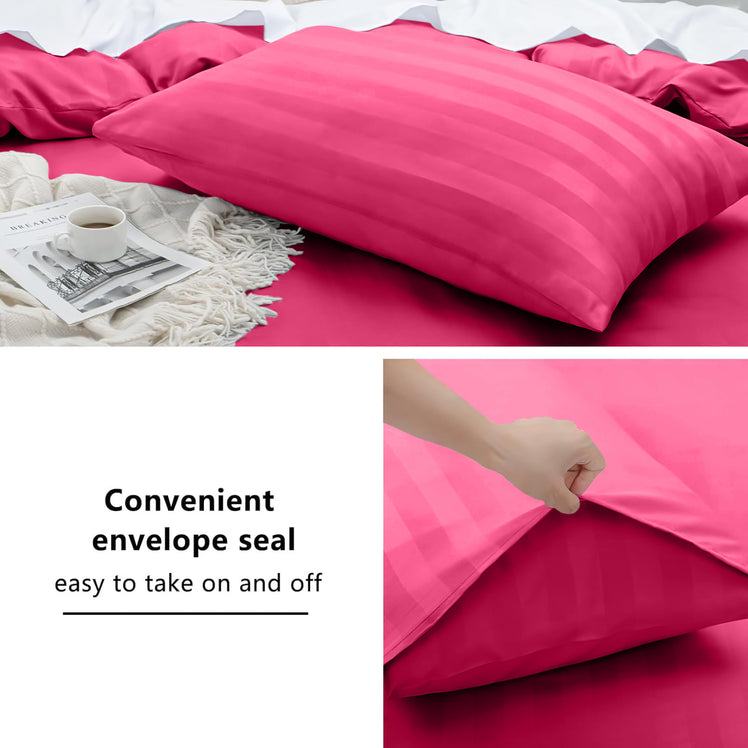 4 Piece Stripe Bedding Set - Duvet Cover, Fitted Sheet & Pillowcases