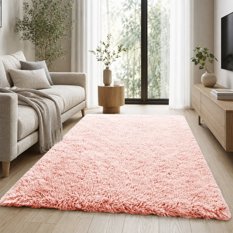Pink Fluffy Shaggy Rug Large