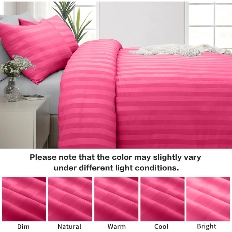 4 Piece Stripe Bedding Set - Duvet Cover, Fitted Sheet & Pillowcases