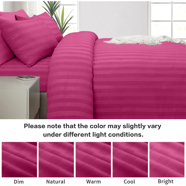 4 Piece Stripe Bedding Set - Duvet Cover, Fitted Sheet & Pillowcases
