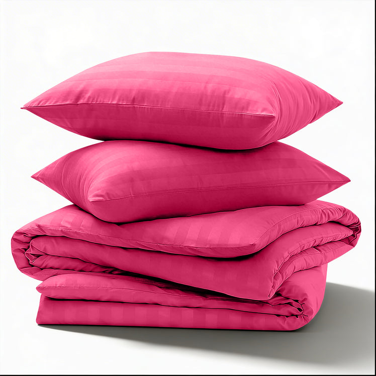 4 Piece Stripe Bedding Set - Duvet Cover, Fitted Sheet & Pillowcases