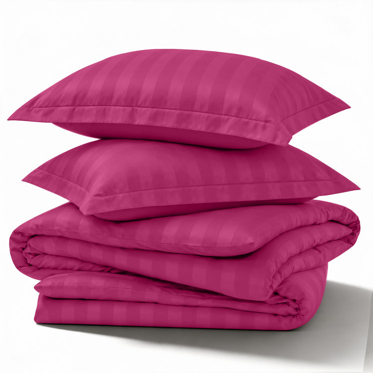 4 Piece Stripe Bedding Set - Duvet Cover, Fitted Sheet & Pillowcases