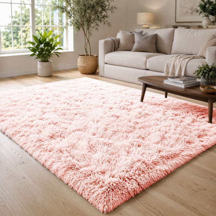 Pink Fluffy Shaggy Rug Large