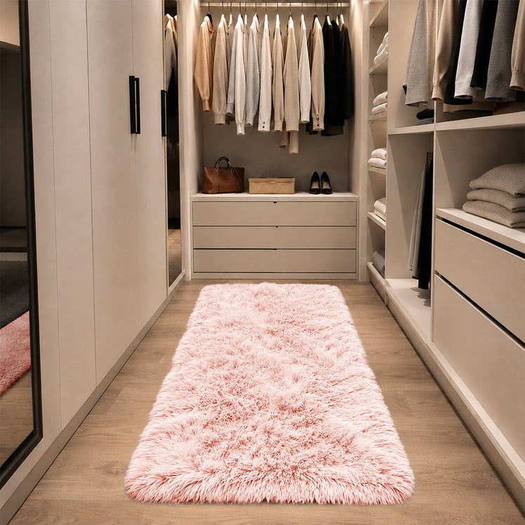 Pink Fluffy Shaggy Rug Large
