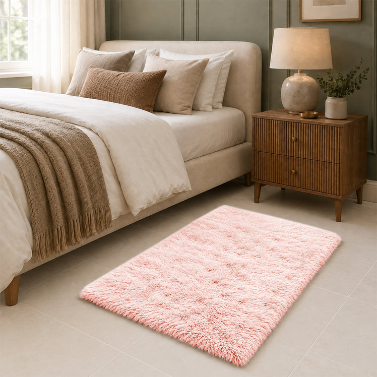 Pink Fluffy Shaggy Rug Large