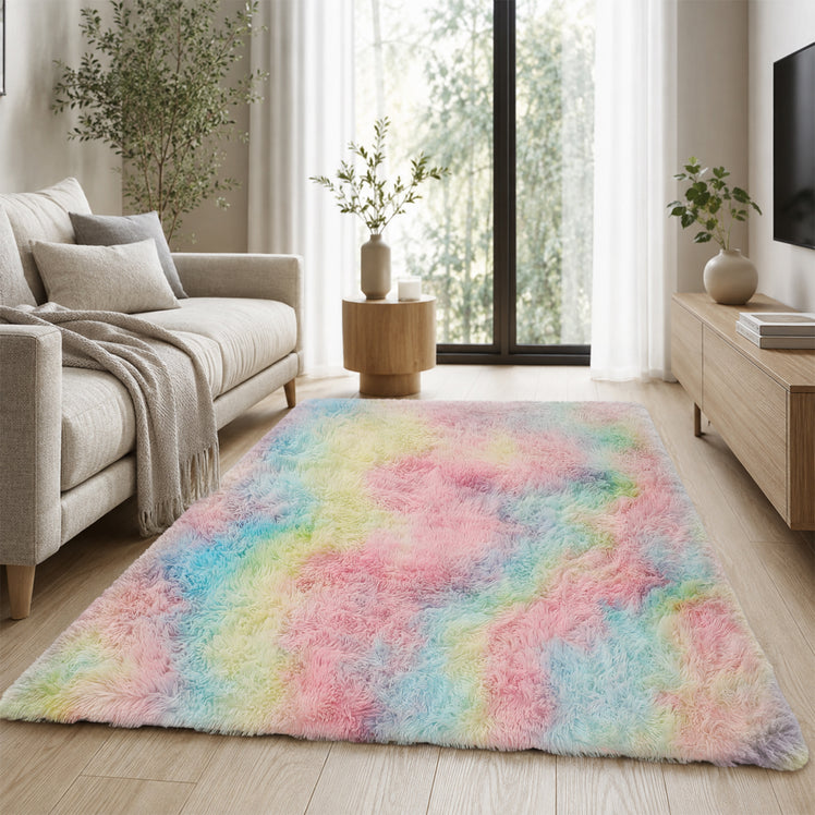 Faux Fur Rug Tie-Dye Shag Carpet