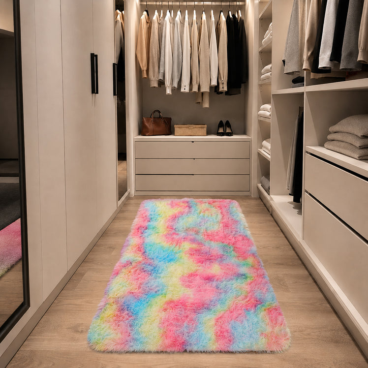 Faux Fur Rug Tie-Dye Shag Carpet