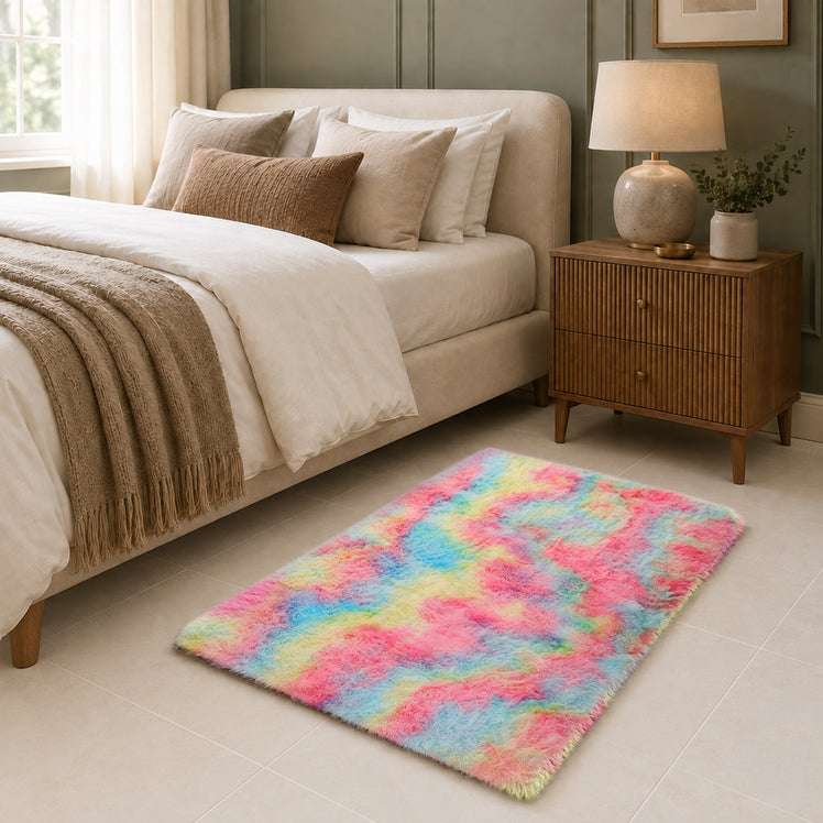 Faux Fur Rug Tie-Dye Shag Carpet