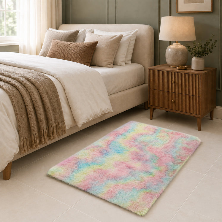 Faux Fur Rug Tie-Dye Shag Carpet