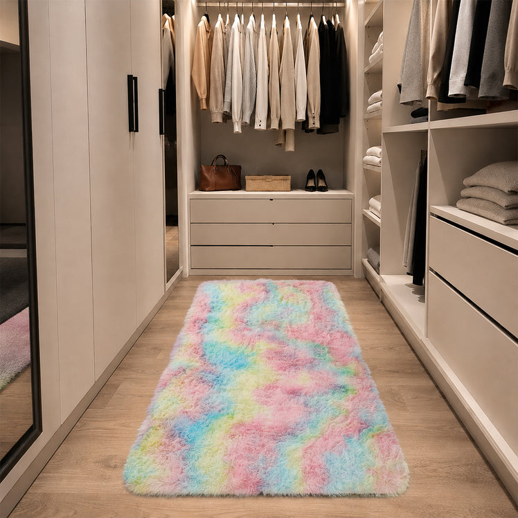 Faux Fur Rug Tie-Dye Shag Carpet