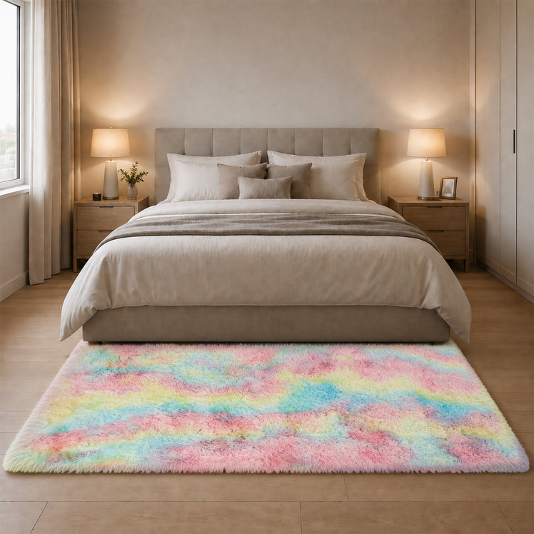 Faux Fur Rug Tie-Dye Shag Carpet