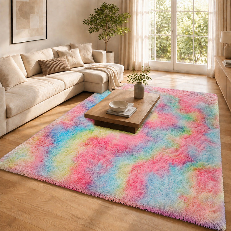 Faux Fur Rug Tie-Dye Shag Carpet
