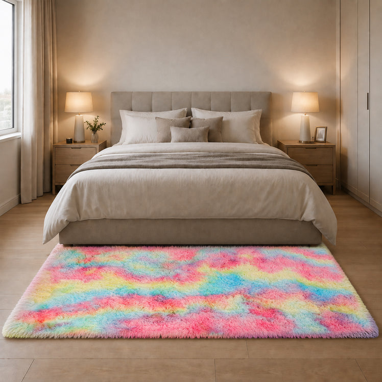 Faux Fur Rug Tie-Dye Shag Carpet
