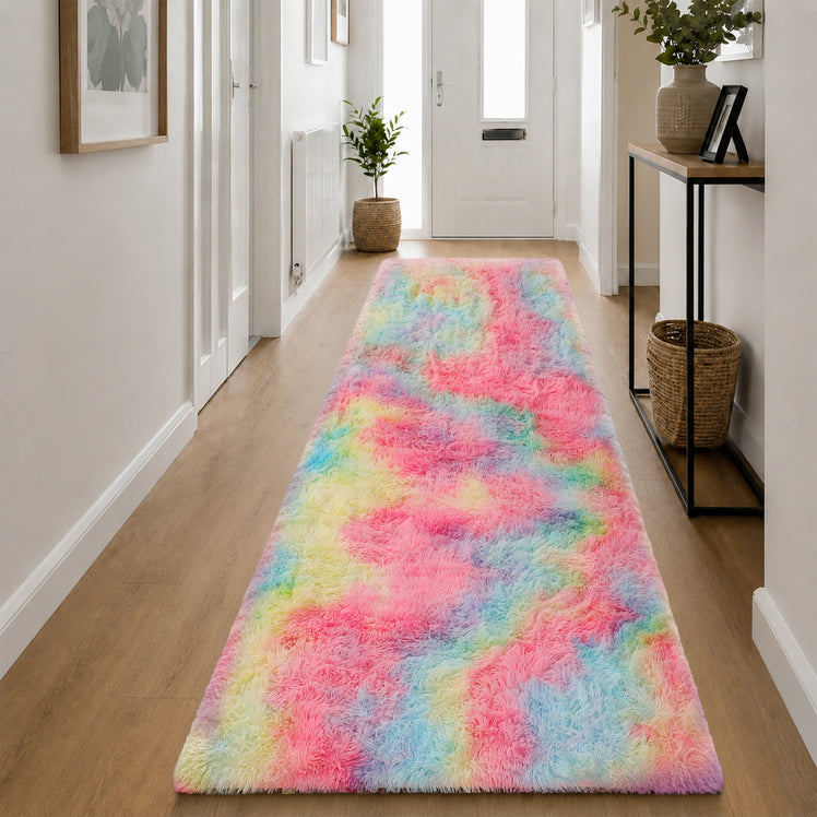 Faux Fur Rug Tie-Dye Shag Carpet
