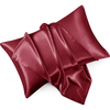 Burgundy Satin Silk Pillowcases Pair