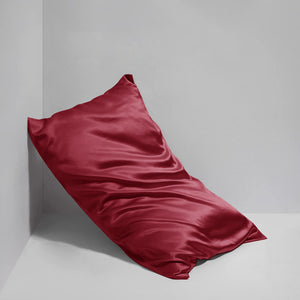 Burgundy Satin Silk Pillowcases Pair