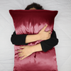 Burgundy Satin Silk Pillowcases Pair