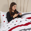 Maroon Striped Printed Duvet Cover